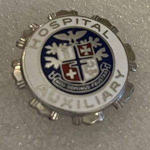 Vintage Hospital Auxiliary Pin Pollock Chgo Silver & Enamel Looks Like Sterling